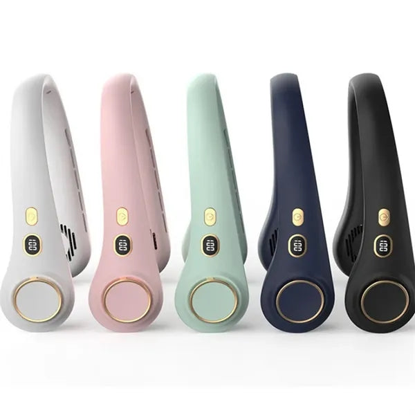 Protable LCD Display 5-Speed Foldable Neck Fan
