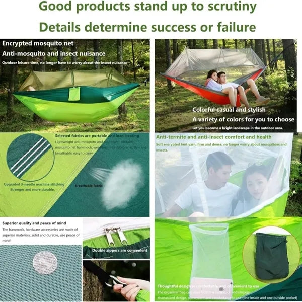 102 x 55 Portable Camping Hammock with Mosquito Net