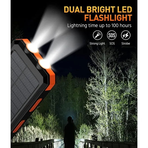 10000mAh Solar Power Bank with LED Light and Compass
