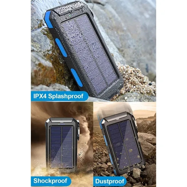 10000mAh Solar Power Bank with LED Light and Compass