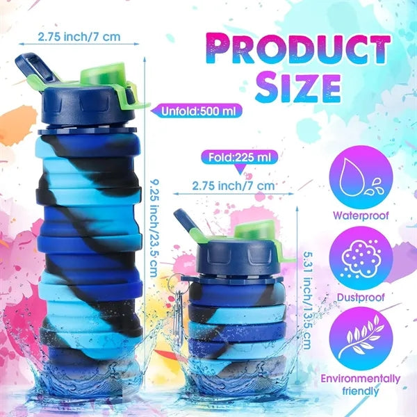 Silicone Collapsible Sports Water Bottles 17oz
