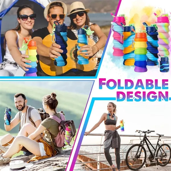 Silicone Collapsible Sports Water Bottles 17oz