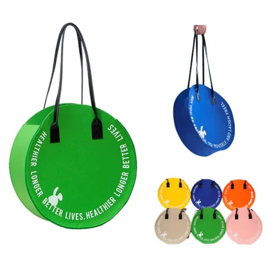 Fashionable Handheld Portable Felt Round Shopping Tote Bag