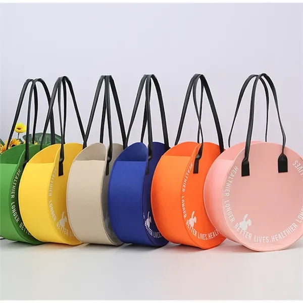 Fashionable Handheld Portable Felt Round Shopping Tote Bag