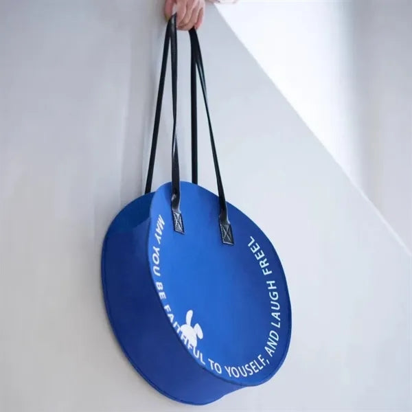 Fashionable Handheld Portable Felt Round Shopping Tote Bag