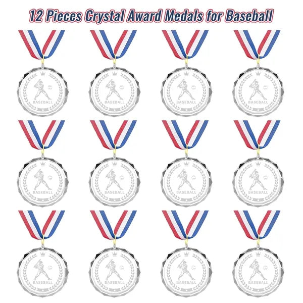Crystal Award Medal with Neck Ribbon Football Basketball