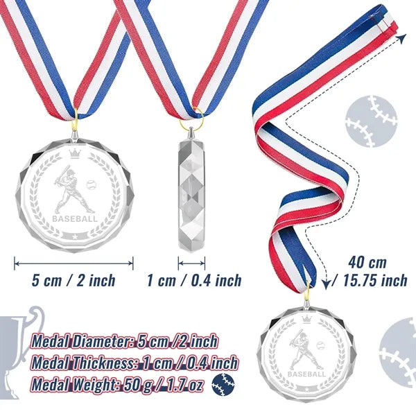 Crystal Award Medal with Neck Ribbon Football Basketball