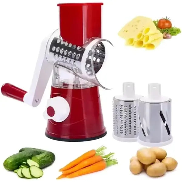 Manual Multifunction Vegetable Slicer W/ Drum Grater