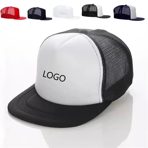Polyester Foam/Round Visor "SNAP" 5 Panel Mesh Back Hat