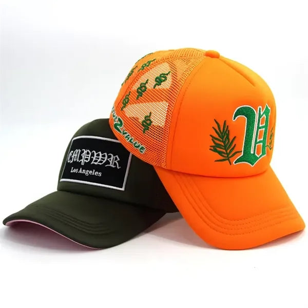 Classic Foam Mesh Back Trucker Hats Embroidery 5 Panel Cap