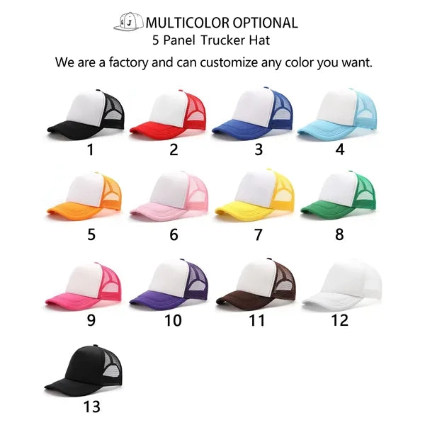 Classic Foam Mesh Back Trucker Hats Embroidery 5 Panel Cap