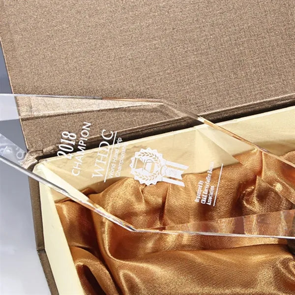 Crystal Glass Trophy with Gift Box Champion Award Austerity
