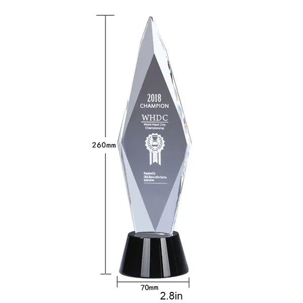 Crystal Glass Trophy with Gift Box Champion Award Austerity