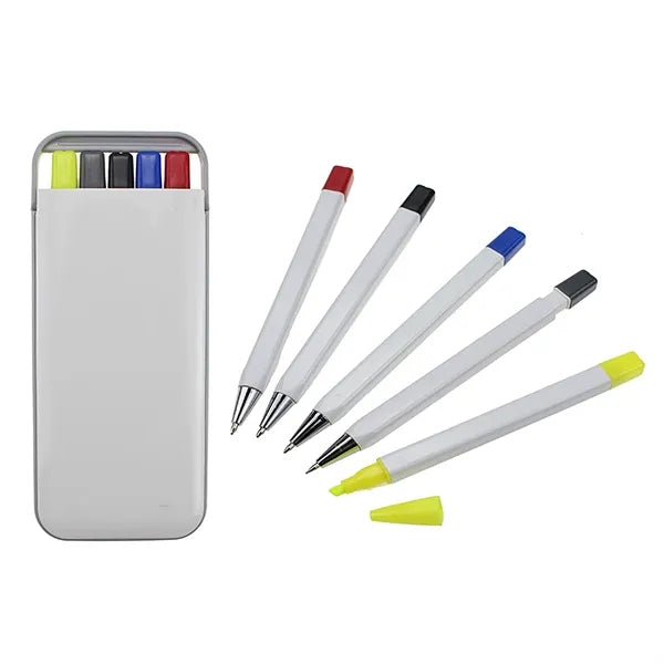 Ball Point Pen Highlighter Pencil Combination Set