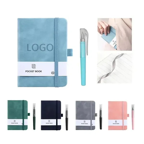 PU Pocket Notebook Journal With Pen