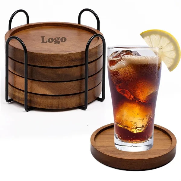 Logo Large Round Natrual Wooden Drink Cup Coasters