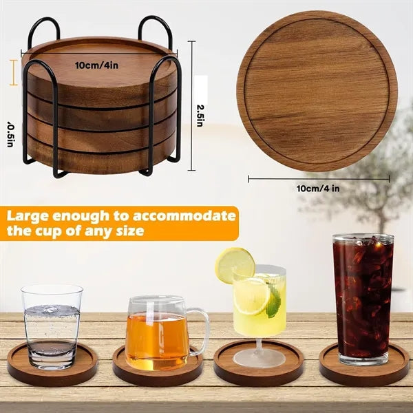Logo Large Round Natrual Wooden Drink Cup Coasters