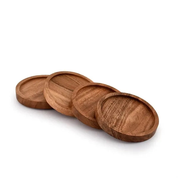 Logo Large Round Natrual Wooden Drink Cup Coasters