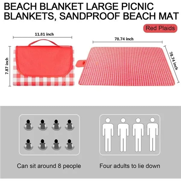 Foldable Tote Beach Blanket Mat for Outdoor Picnic