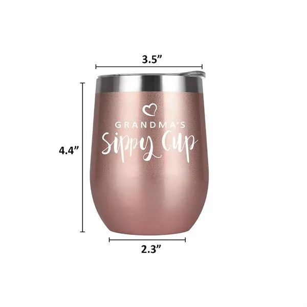 12 Oz Stemless Wine Tumbler W/Lid