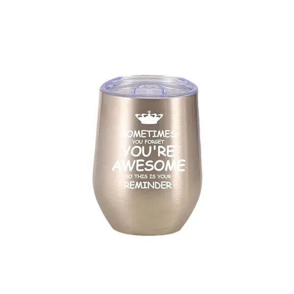 12 Oz Stemless Wine Tumbler W/Lid