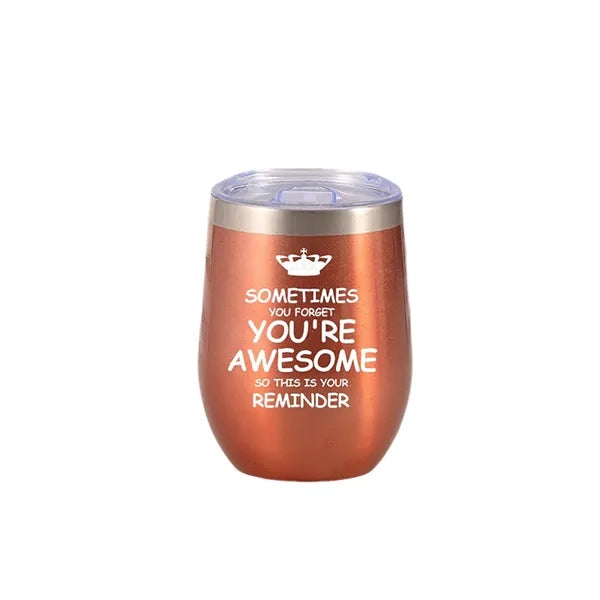 12 Oz Stemless Wine Tumbler W/Lid