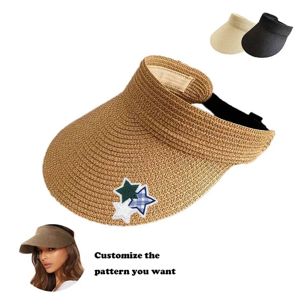Women'S Straw Beach Sun Hat Upf 80+