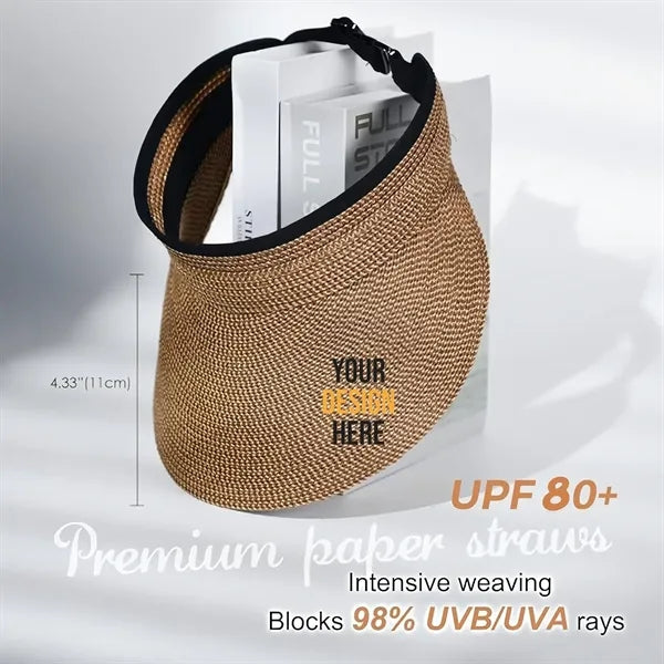 Women'S Straw Beach Sun Hat Upf 80+