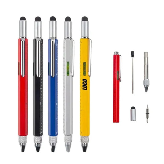 Multifunctional 6 In 1 Touch Screen Metal Pen
