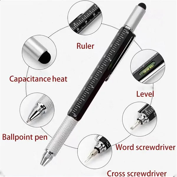 Multifunctional 6 In 1 Touch Screen Metal Pen