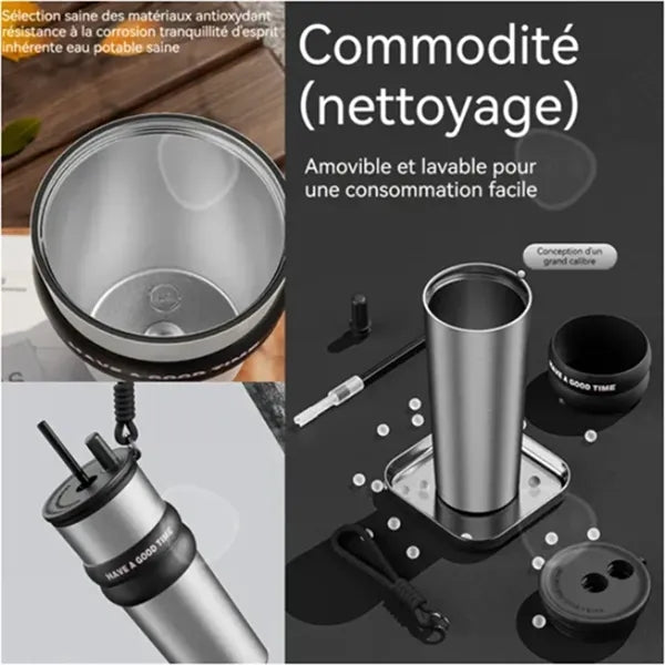 24OZ Stainless Steel Tumbler Water Bottle with Lid and Straw