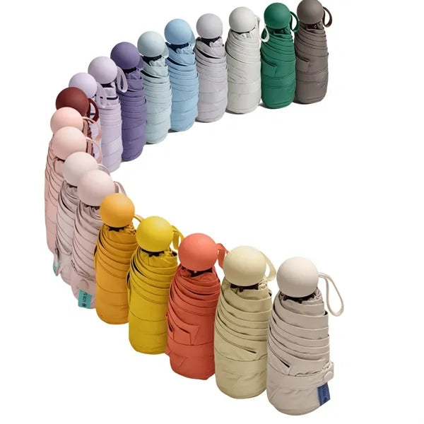 Mini Windproof Sun Rain Pocket Umbrella With Case