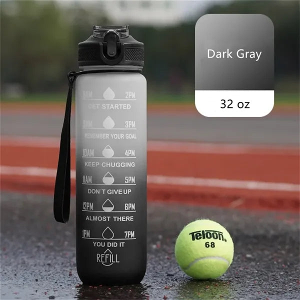 32 oz Water Bottle with Time Marker Carry Strap