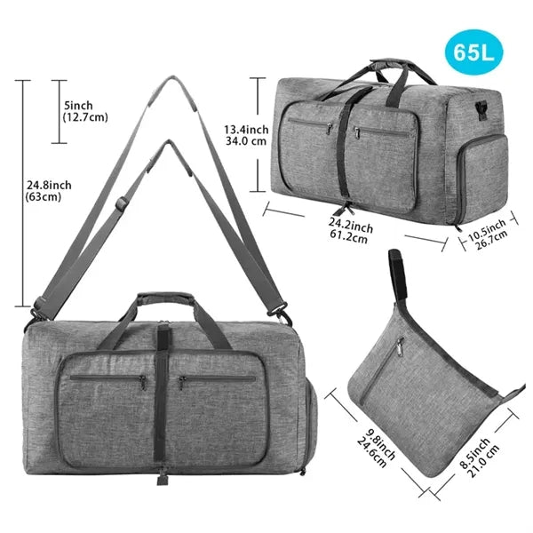 Foldable Travel Duffel Bag with Shoes Compartment for Men Wo
