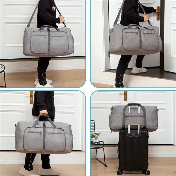 Foldable Travel Duffel Bag with Shoes Compartment for Men Wo
