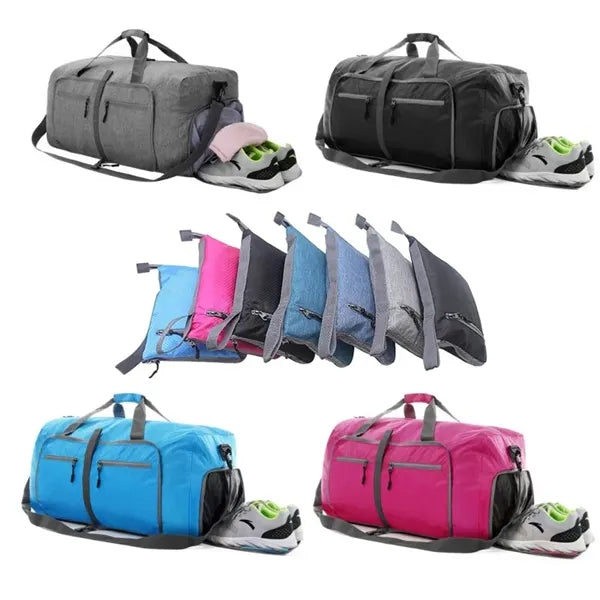 Foldable Travel Duffel Bag with Shoes Compartment for Men Wo