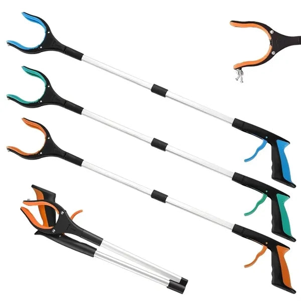 Foldable Reacher Grabber Pickup Tool with 360 Rotating Jaw &