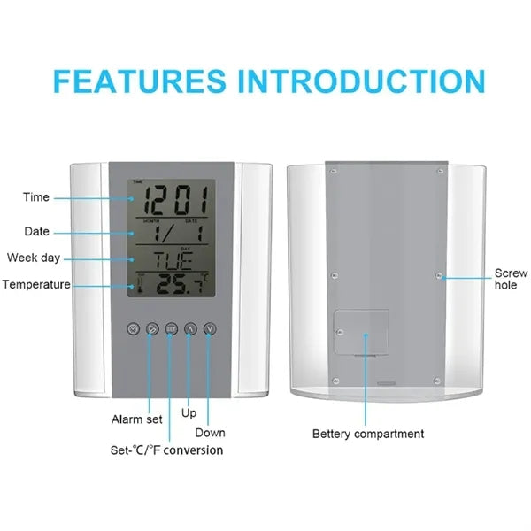 LCD Digital Calendar Alarm Clock Desk Pen Holder Organizer