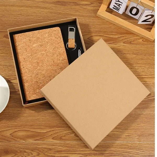 Cork Journal with Pen and Keychain Set