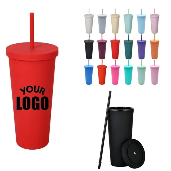 Plastic Insulated Tumblers With Straw