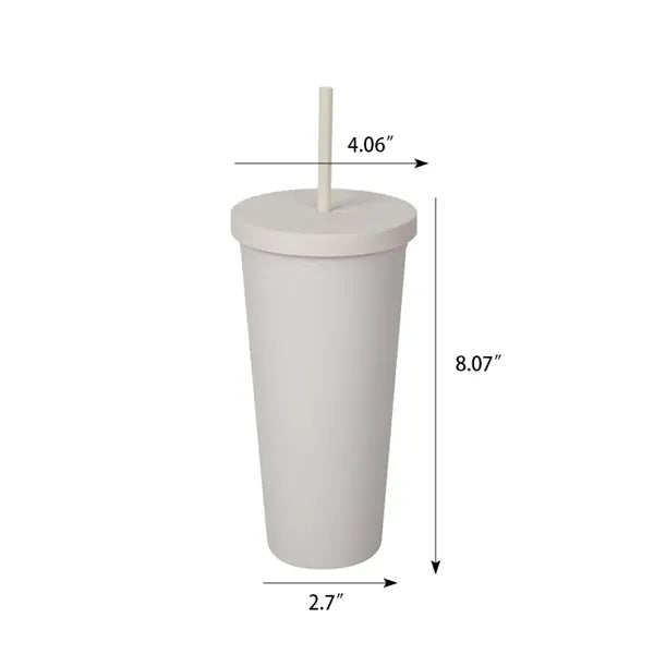 Plastic Insulated Tumblers With Straw