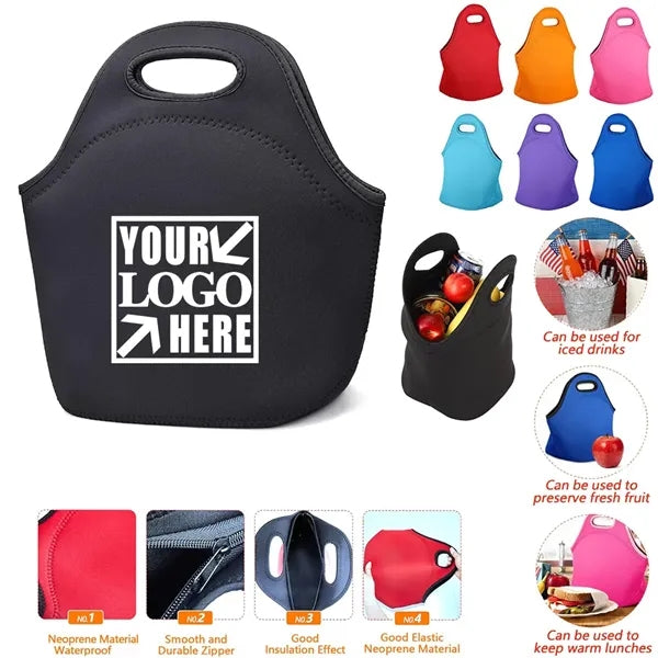 Insulated Neoprene Travel Lunch Tote Bag with Soft Handle