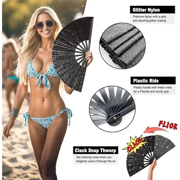13 Inch Glitter Dance Fans