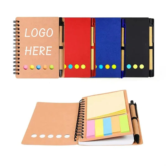 Spiral Notebook with Pen, Sticky Notes and Page Marker