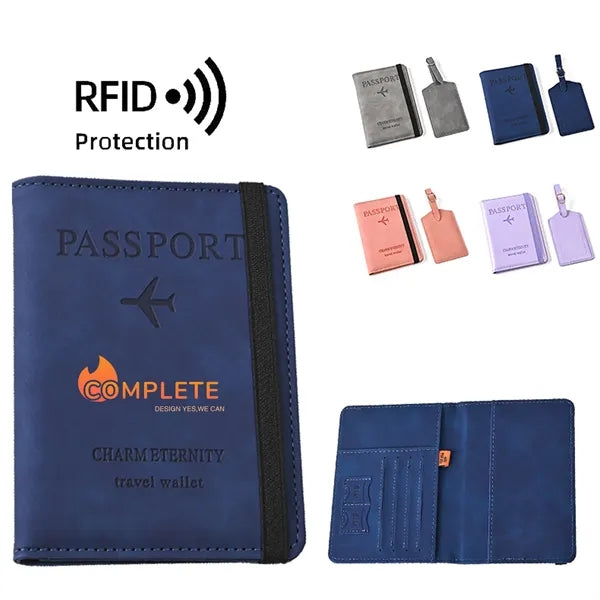 RFID Blocking Passport Wallet and Luggage Tag Set