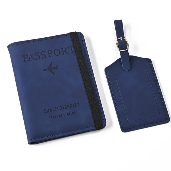 RFID Blocking Passport Wallet and Luggage Tag Set