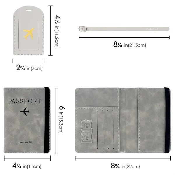 RFID Blocking Passport Wallet and Luggage Tag Set