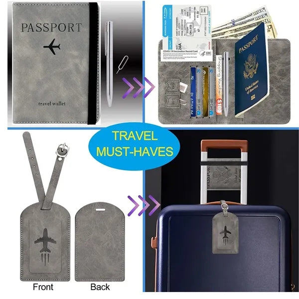 RFID Blocking Passport Wallet and Luggage Tag Set