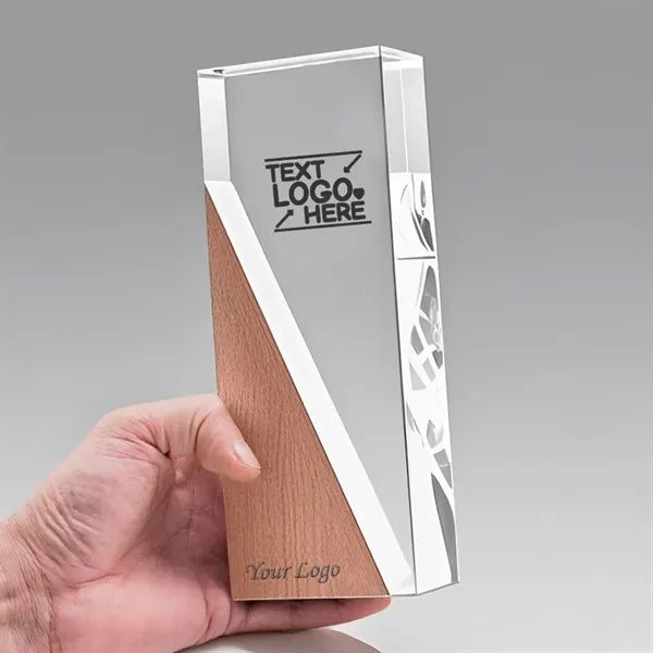 Wood Crystal Award Engraved