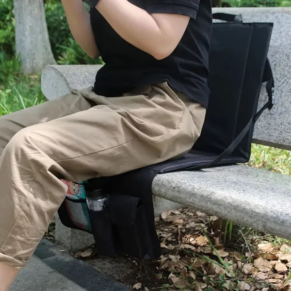Folding Stadium Seat Cushion With Back Support Cup Holder